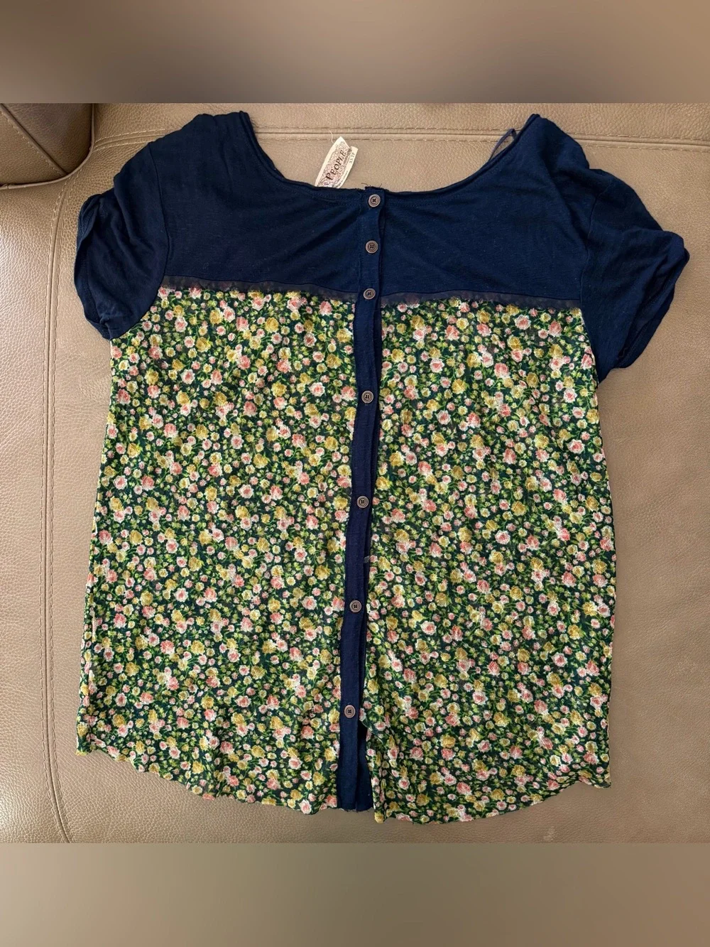 Free People Floral Mesh Top